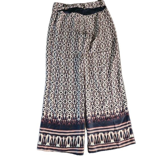 VINTAGE Y2K Caché Mid Rise Belted Wide Leg Cheetah Psychedelic Size 4 Euc - Picture 2 of 6